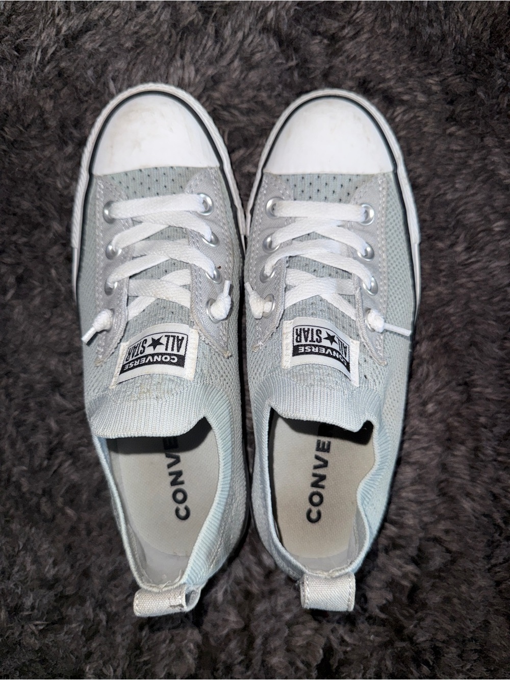 Converse Light Gray and White Low-Top Sneakers
